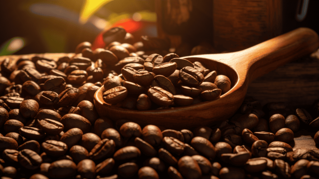Choosing the Right Coffee Option. Coffee beans in spoon