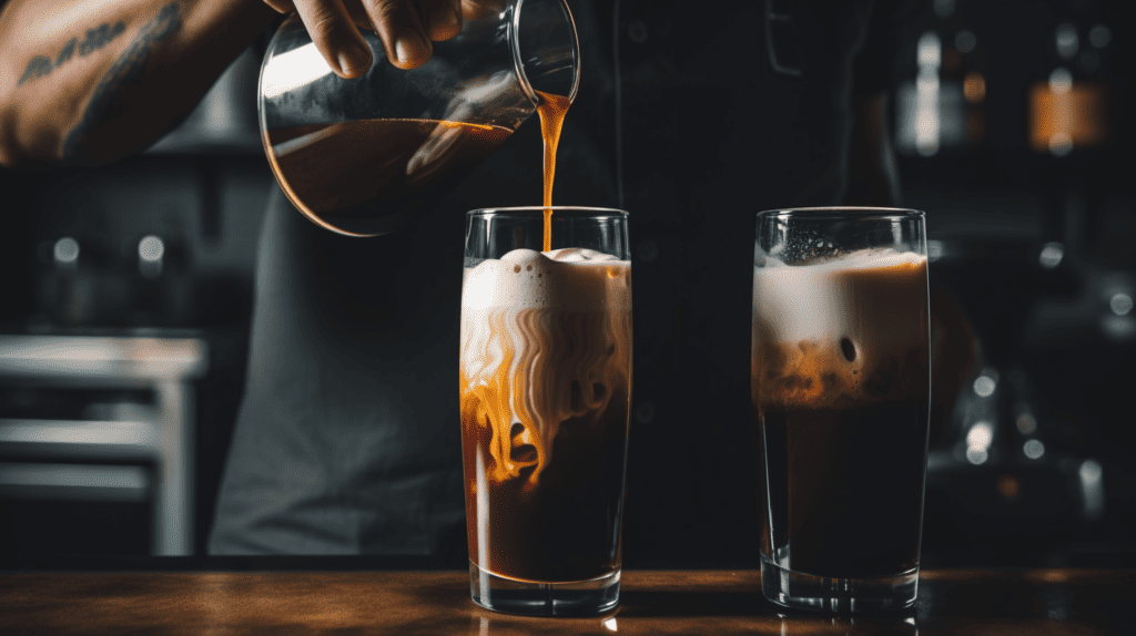 Best Coffee Under 500. Man pouring coffee into 2 glasses.