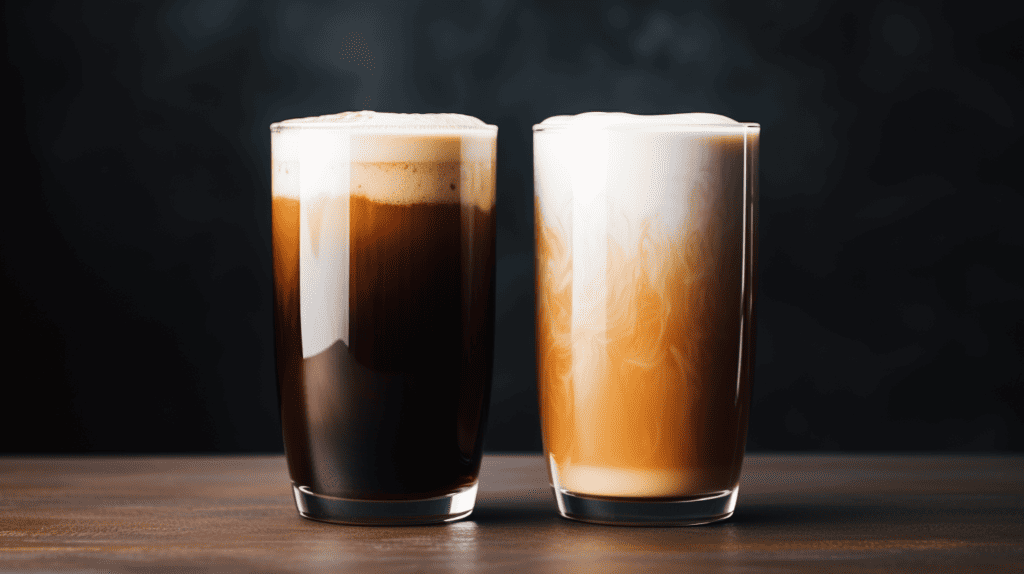 Which One Should You Choose?  Two cups of coffee in glasses. Is Cold Brew Better Than Iced Coffee