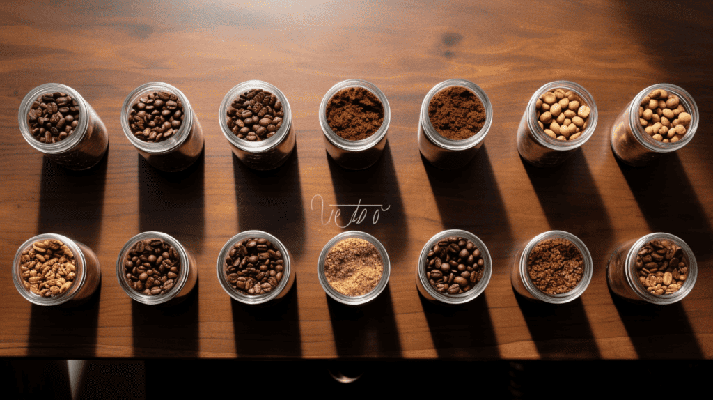 Personal Preferences on Iced Latte Vs Cold Brew.  Jars of different type of coffee beans.