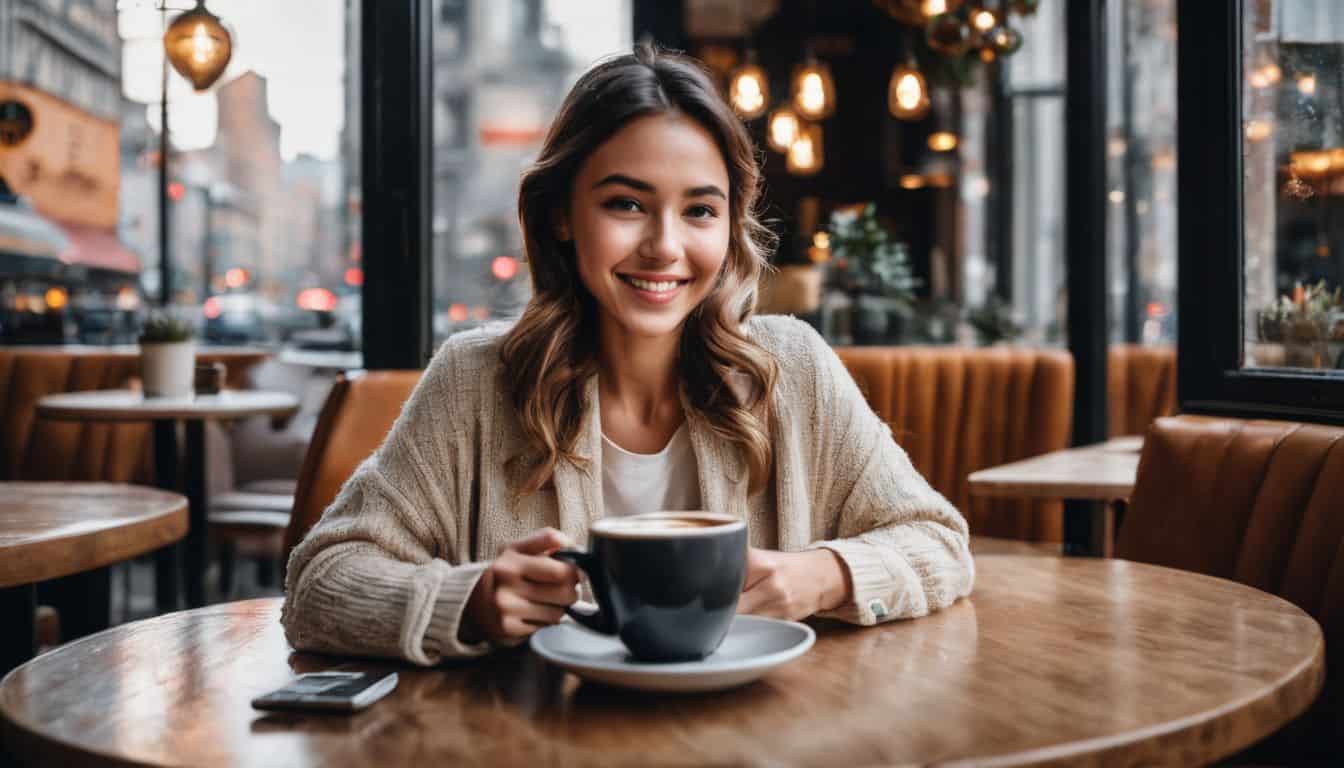 How Much Should 12 Oz Of Coffee Cost, lady with a cup of coffee