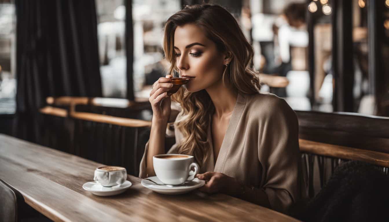 Best Coffee For Weight Loss. woman drinking a coffee shot.