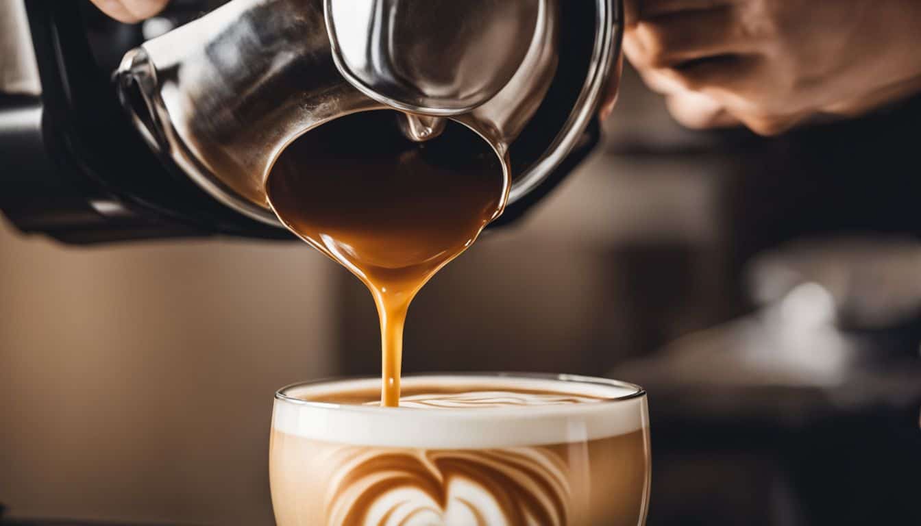 Starbucks Sauce Vs Drizzle. Coffee being poured into a glass with creamer