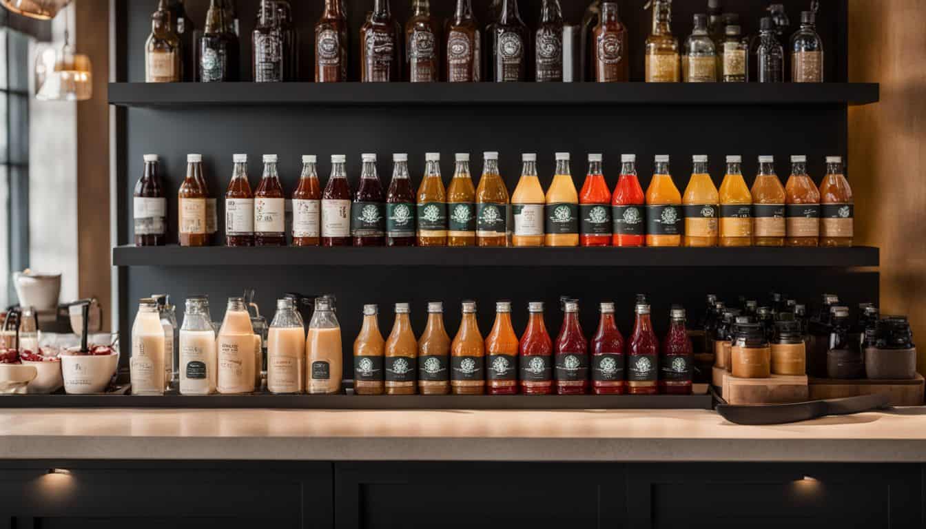 Starbucks Sauce Vs Syrup Calories. Wall full of syrups